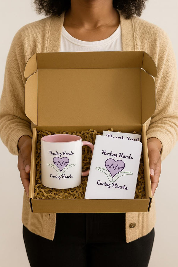 Nurse Gift Box – Healing Hands Mug + Notebook + Thank You Card